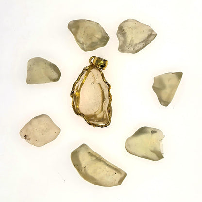 Tektites,Pendant,Meteorite,About 2-3cm,Glass meteorite wrapped in 925 silver,Libya Natural Glass,For man/woman,holiday gift