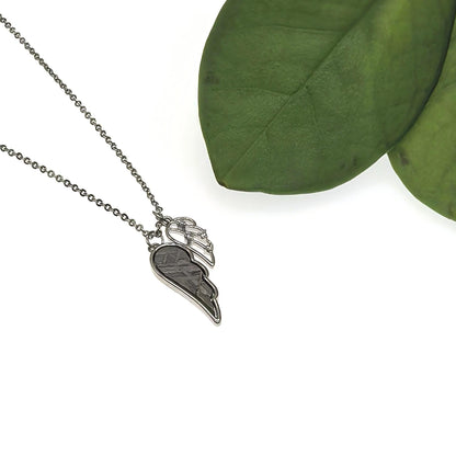 Muonionalusta Meteorite Angel Wing Necklace, Cosmic Pendant