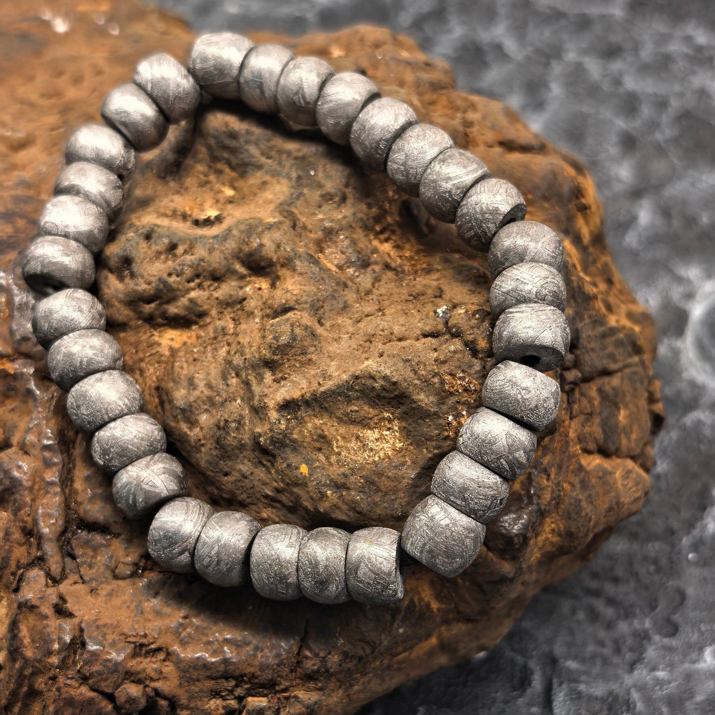 Iron Meteorite Muonionalusta Meteorite Bracelet: 4.5 Billion Year Old Cosmic Jewelry wrist size 19cm