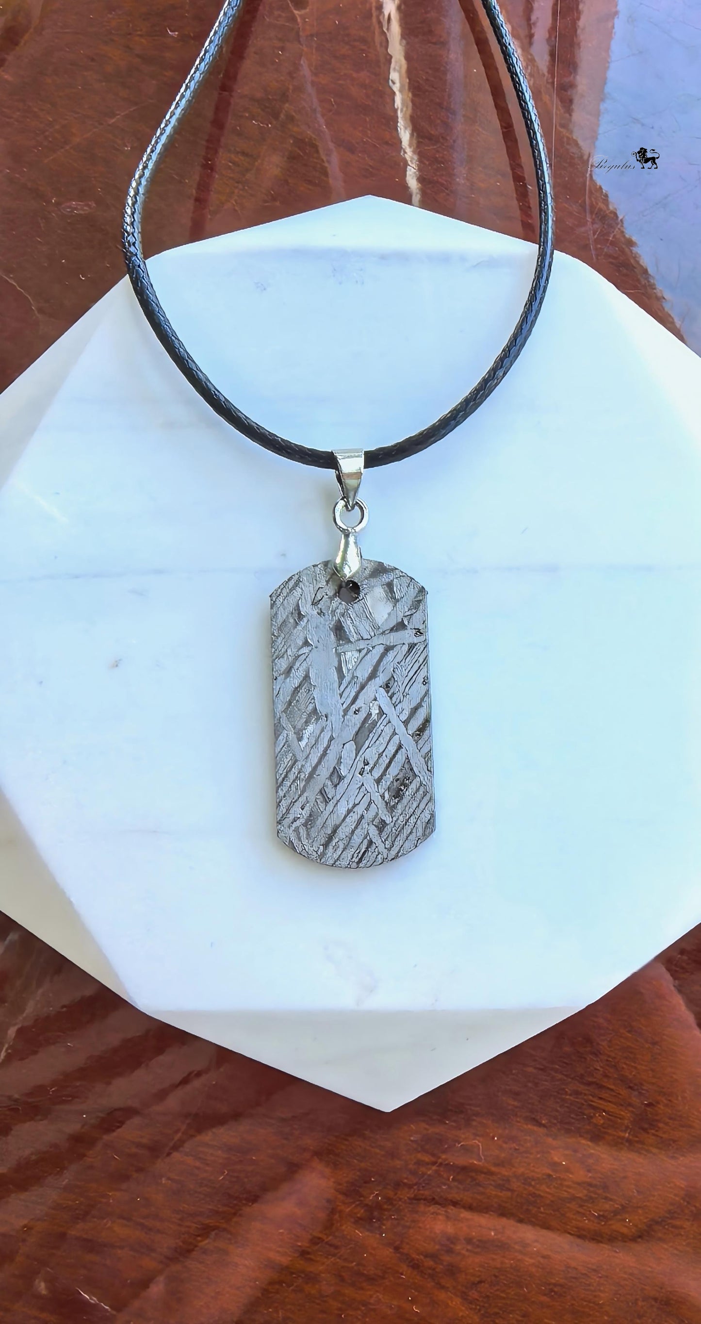 Meteorite Dog Tag Pendant, 4.5 Billion Year Old Space Amulet, Raw Universe Jewelry