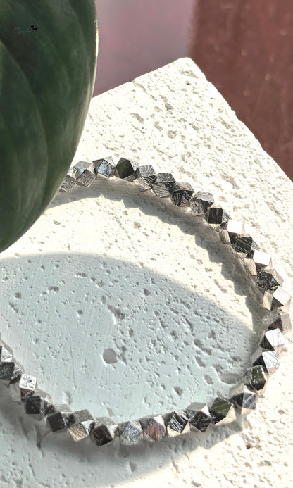 Iron Meteorite Cube Bracelet, 4.5 Billion Year Old Space Rock, Geometric Anniversary Gift