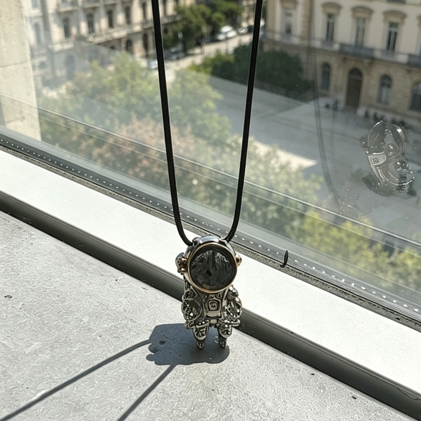 stronomy Lover Gift,3.3*1.8*1.5cm, Iron Meteorite Abalone Shell Astronaut Necklace, Unique Boyfriend Birthday Anniversary Spaceman Pendant