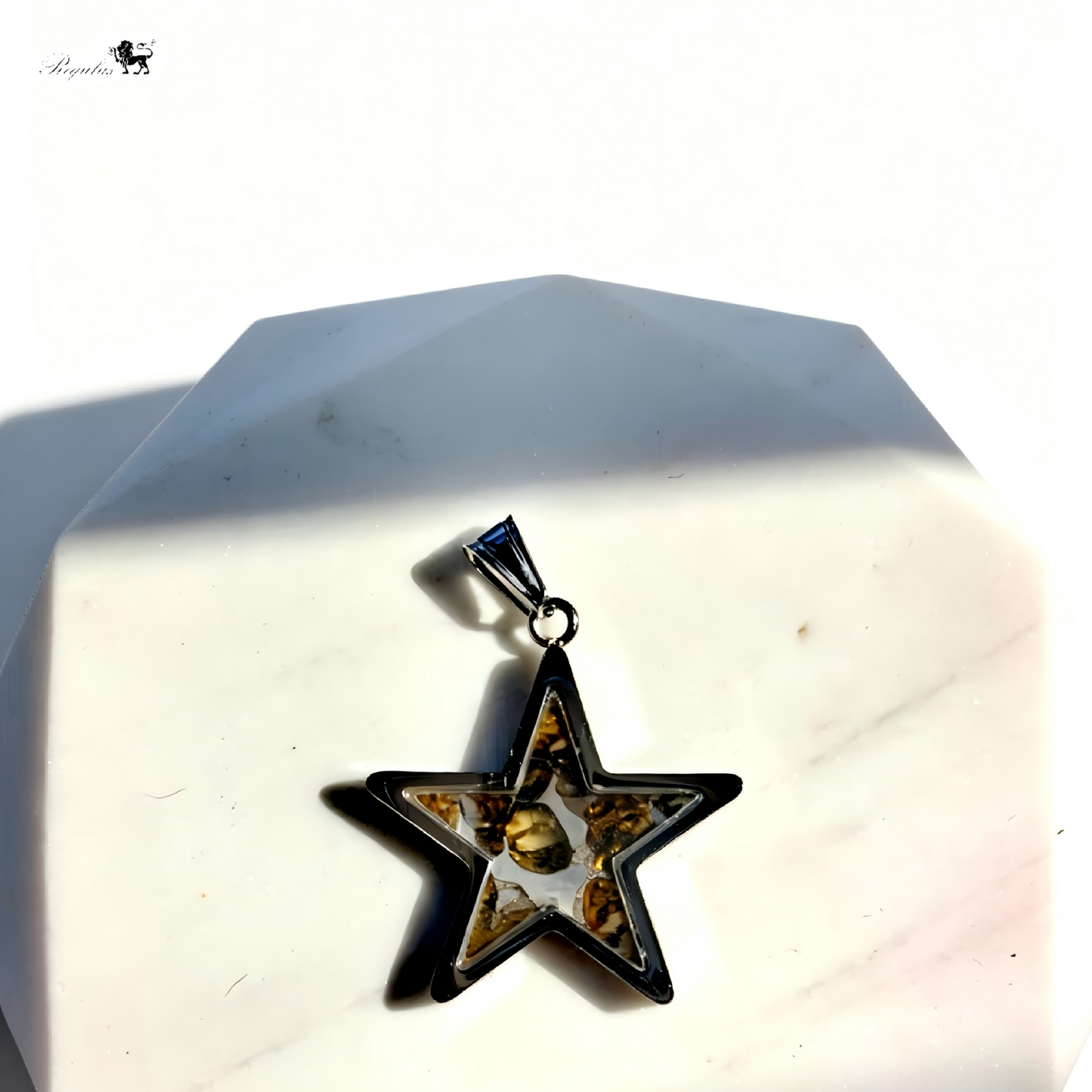 Natural Pallasite Meteorite Star Pendant,Around 2.7cm,Stainless Steel Necklace,Genuine Space Rock Jewelry, Cosmic Gift for Astronomy Lovers