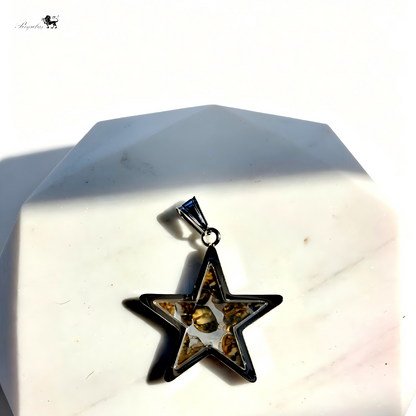 Natural Pallasite Meteorite Star Pendant,Around 2.7cm,Stainless Steel Necklace,Genuine Space Rock Jewelry, Cosmic Gift for Astronomy Lovers