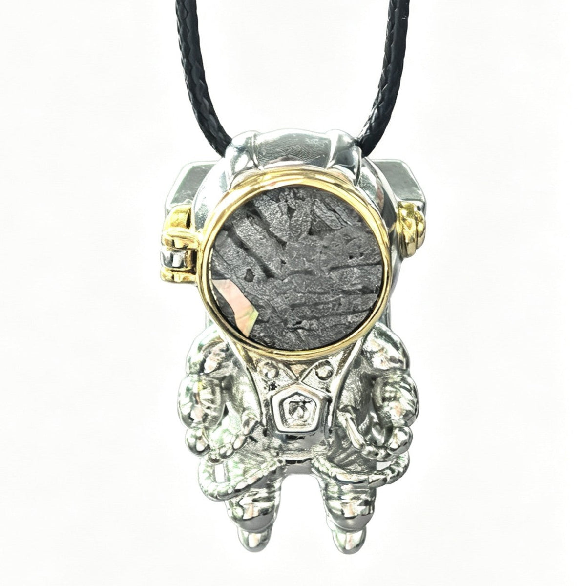 stronomy Lover Gift,3.3*1.8*1.5cm, Iron Meteorite Abalone Shell Astronaut Necklace, Unique Boyfriend Birthday Anniversary Spaceman Pendant