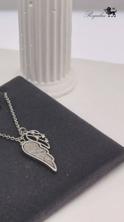 Muonionalusta Meteorite Angel Wing Necklace, Cosmic Pendant